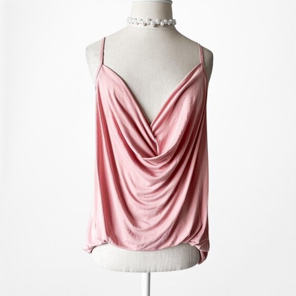 Fashion Nova Pink Cami Knit Cowl Neck Draped Casual Tank Cami Top Size M/L - Picture 3 of 6